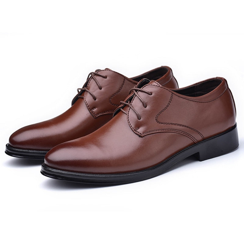 saferido Plus Size Man Shoes Formal Black Leather Shoes for Men Lace Up Oxfords for Male Wedding Party Office Business Casual Shoe Men