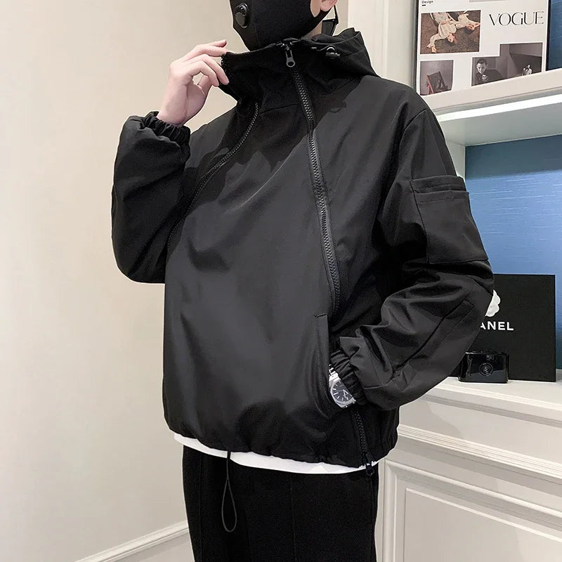 Autumn Spring Coat QWEEK Hip Hop Harajuku Women and Men Jacket Streetwear Safari Style Oversized Hooded Gothic Clothes Techwear