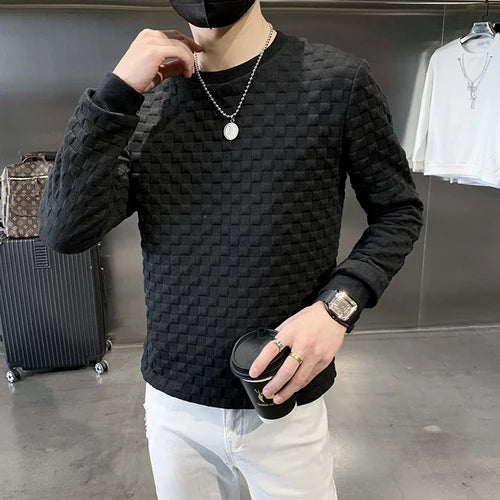 saferido Male Spring Autumn Round Collar Loose Long sleeve Hoodies /Male Slim Fit High-Grade Sweatshirts Basis Tops Streetwear S-3XL