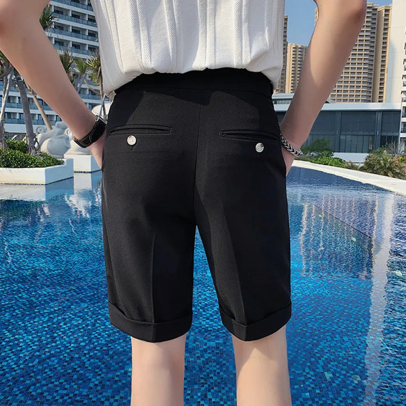 saferido Brand Clothing British Syle Summer Leisure for Men Business Shorts/Male Slim Fit Pure Color Suit Shorts Plus Size 29-36