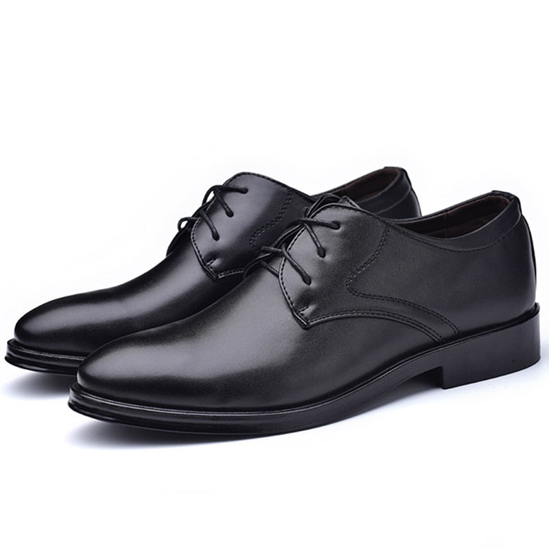 saferido Plus Size Man Shoes Formal Black Leather Shoes for Men Lace Up Oxfords for Male Wedding Party Office Business Casual Shoe Men