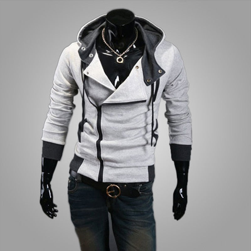 Casual Man Hoodie Sweatshirt Slim Male Zipper Streetwear Cardigan Hoodies Outerwear Black Sportswear Men Hooded Jacket