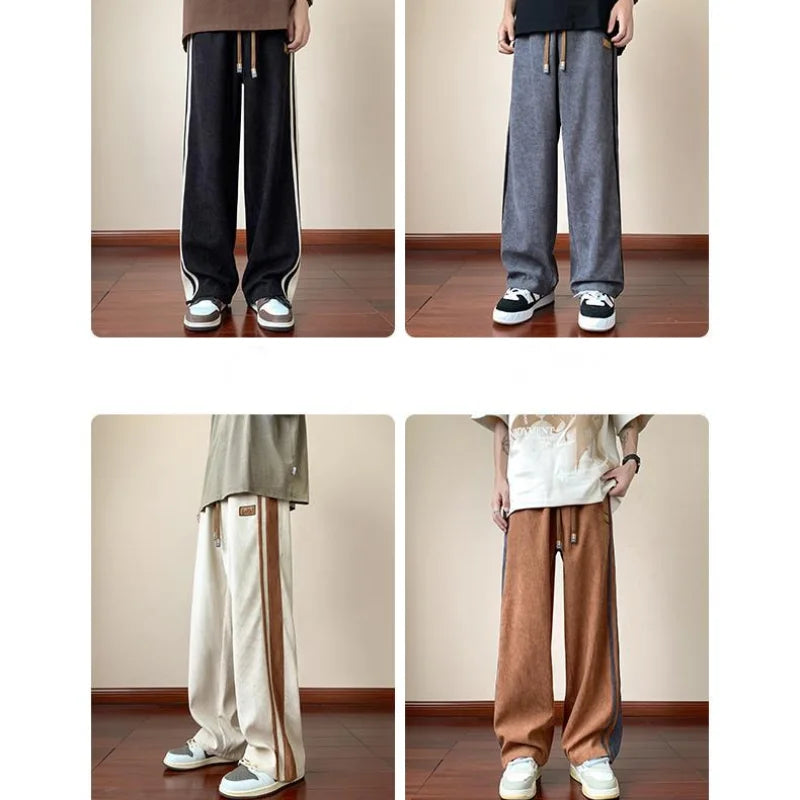 saferido Spring And Autumn New Fashion Loose Casual Pants Men's Corduroy Fashion Versatile Men's Straight-leg Sports Pants Men's Trousers