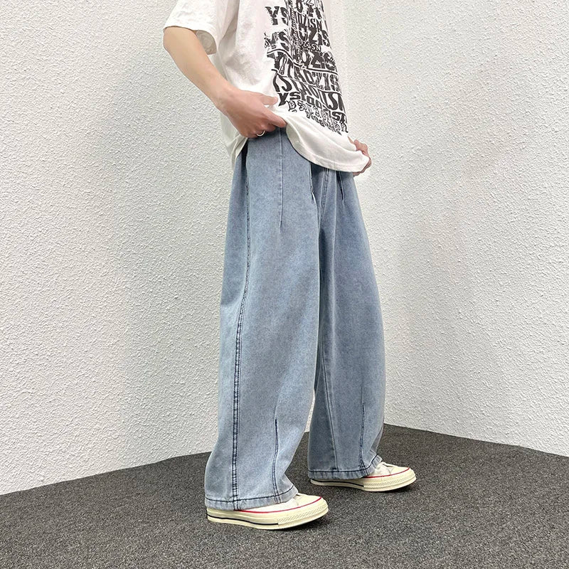 saferido Men Wide Leg Jeans Loose Straight Baggy Denim Pant Men's Women's Streetwear Skateboard Pants Oversized Hip Hop Casual Trousers
