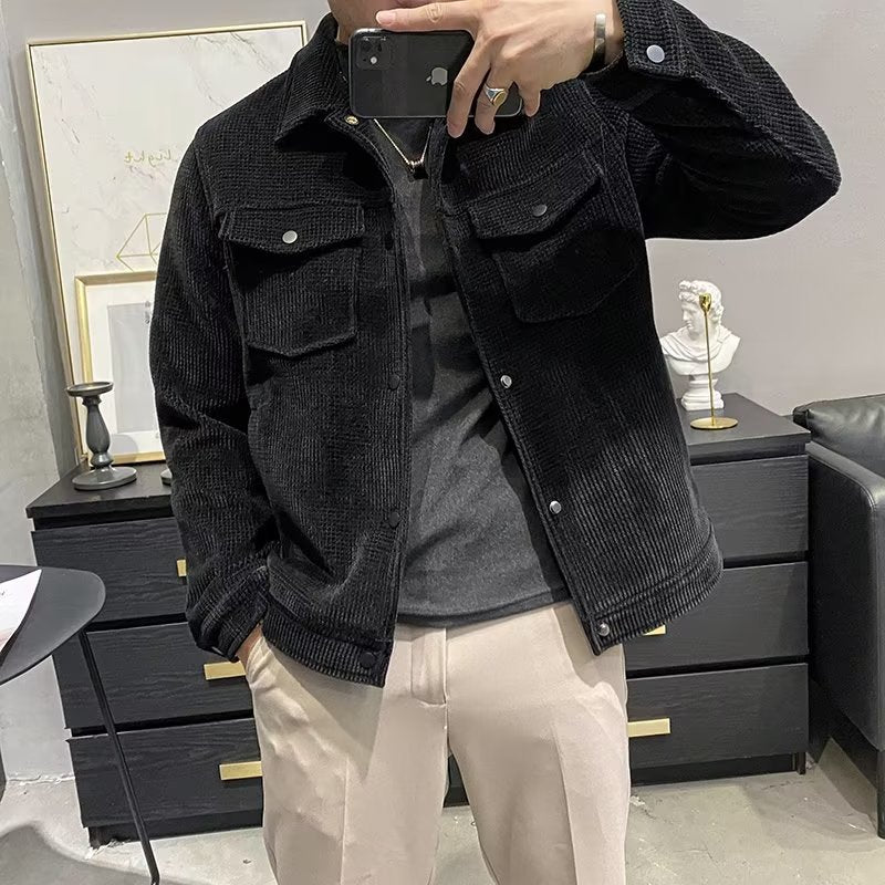 Winter Fashion Jacket Men's Lapel Autumn And Winter New Corduroy Jacket