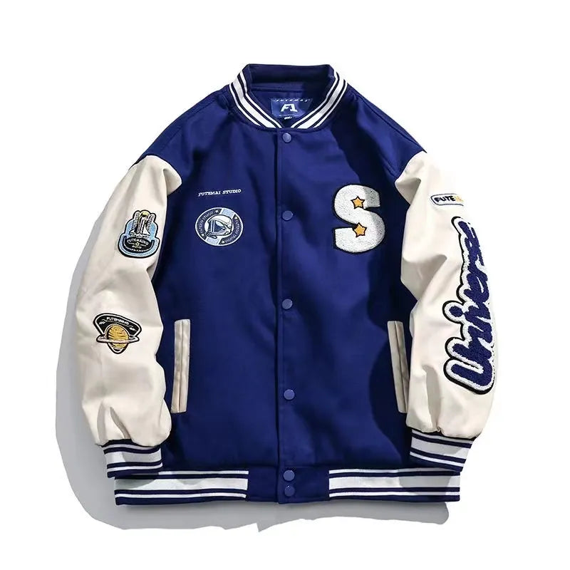 New European And American Retro Embroidered Jacket Coat men's Street Fashion Baseball Uniform Men's Couple Loose Jacket Top