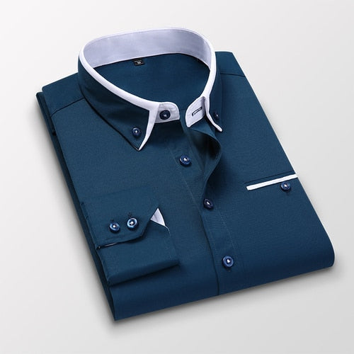 8XL 7XL Hot! Men's Summer Casual Cotton Long-Sleeved Shirts/Male Slim Fit Spring Lapel Business Dress Shirt Tops Brand Clothing