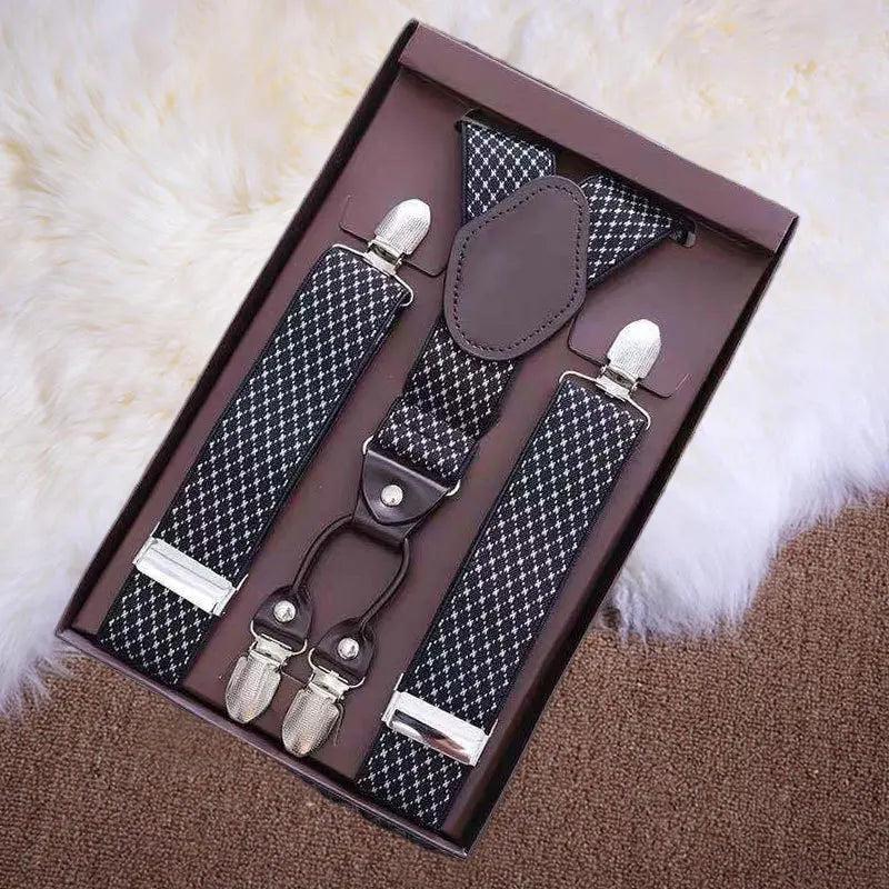 saferido Retro British Style Men's Stretch Pants Strap Clip Suit Pants Casual Suspenders Clip Fashion Exquisite Stretch Suspender Clip