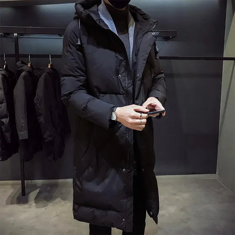 Men's High Quality Hooded Jacket Black Fashion Winter Jacket Men Brand Clothing New Parka Men Thick Warm Long Coats
