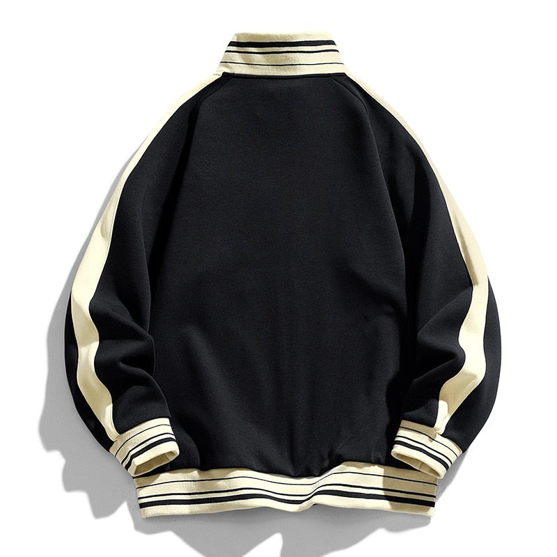 M-3xl Mens Sweatshirts Spring Autumn Male Hoodies Long Sleeve Stand Collar Zipper Striped Trip Wear-resisting Top Clothes Hy66