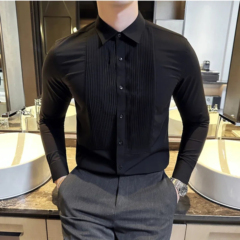saferido Clothing Men's Spring High Quality Long Sleeve Shirts/Male Slim Fit Business Dress Shirts Chemise Homme De Luxe 3XL-M