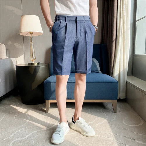 saferido British Style Men's Summer Slim Fit Casual Shorts/Male High Quality Fashion Solid Color Shorts