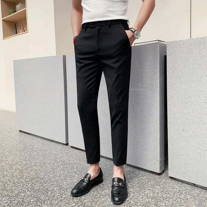 saferido Spring and Summer New Suit Pants Nine Minutes Pants Korean Slim Men's Business Casual Pants Men's Trousers Men Trousers 36