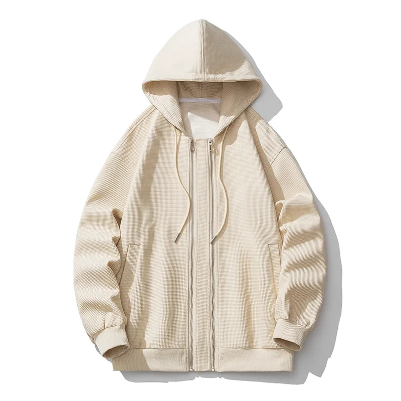 saferido Spring Autumn Youthful Vitality Hooded Hoodies Men Solid Loose Cardigan Sweatshirt Coat Fashion Couple Casual Hoodies Streetwear