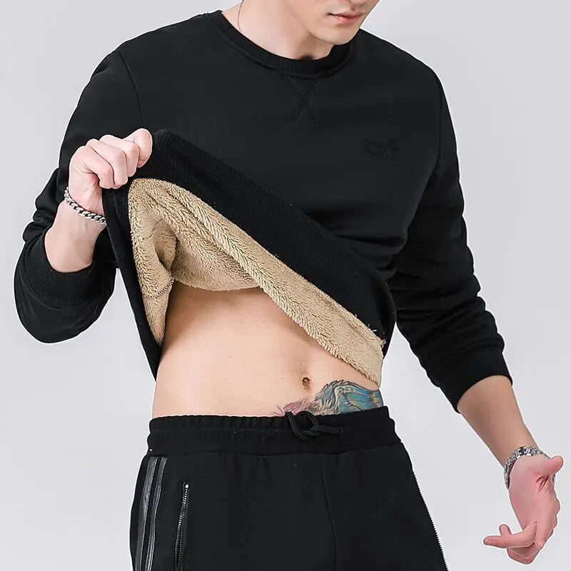 Men's Winter Sweatshirts Fleece Lined Warm Sportswear Zipper Long Sleeve Sweat Shirts Male Black Vintage Big Size Plus 8XL