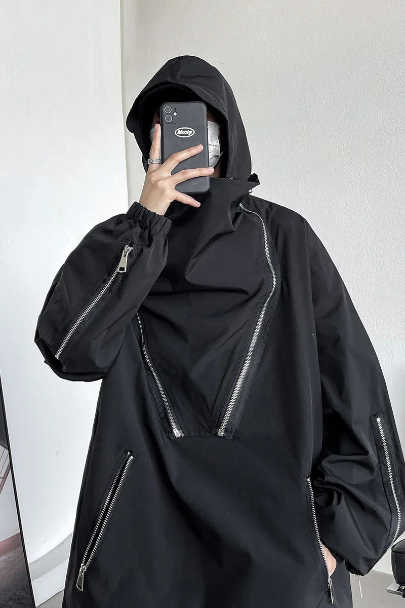 saferido Men's Korean Style Clothes for Outerwear Loose Fitting Hooded Jackets Man Hoodie Original Clothing Popular Coats