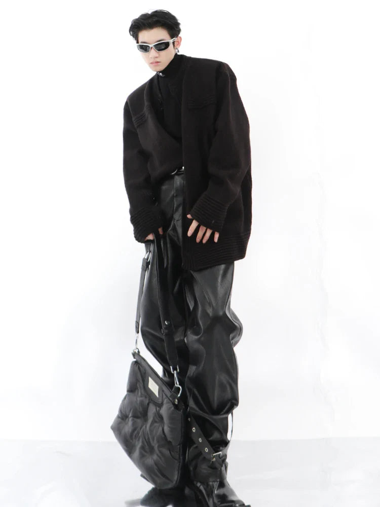 Autumn Cardigan Men Solid Baggy All-match Pockets Knitted Hip Hop Single Breasted Chic Japanese Style Advanced Handsome Harajuku
