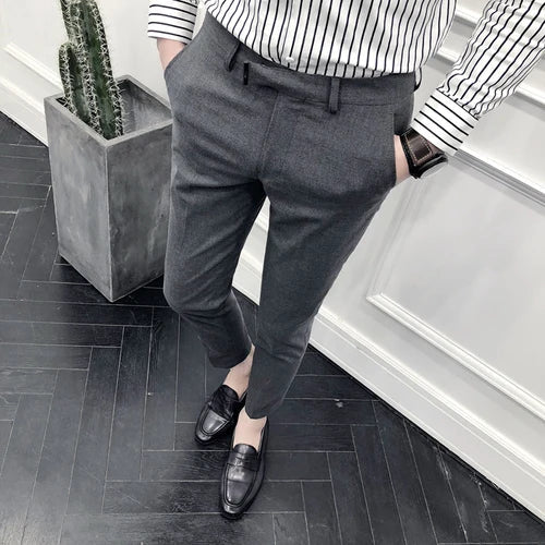 saferido New Style Men's Spring High Quality Cotton Business Suit Trousers/Male Slim Fit Pure Color Leisure Suit Pants 28-36