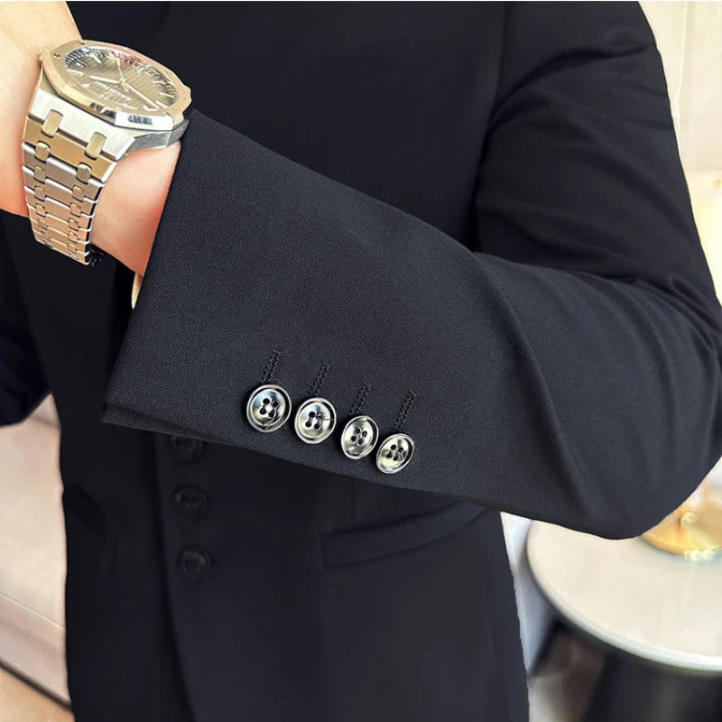 saferido Men Spring High Quality Business Suit/Male Sinicism Stand Collar Blazers/Man Solid Color Casual Tuxedo 4XL-M