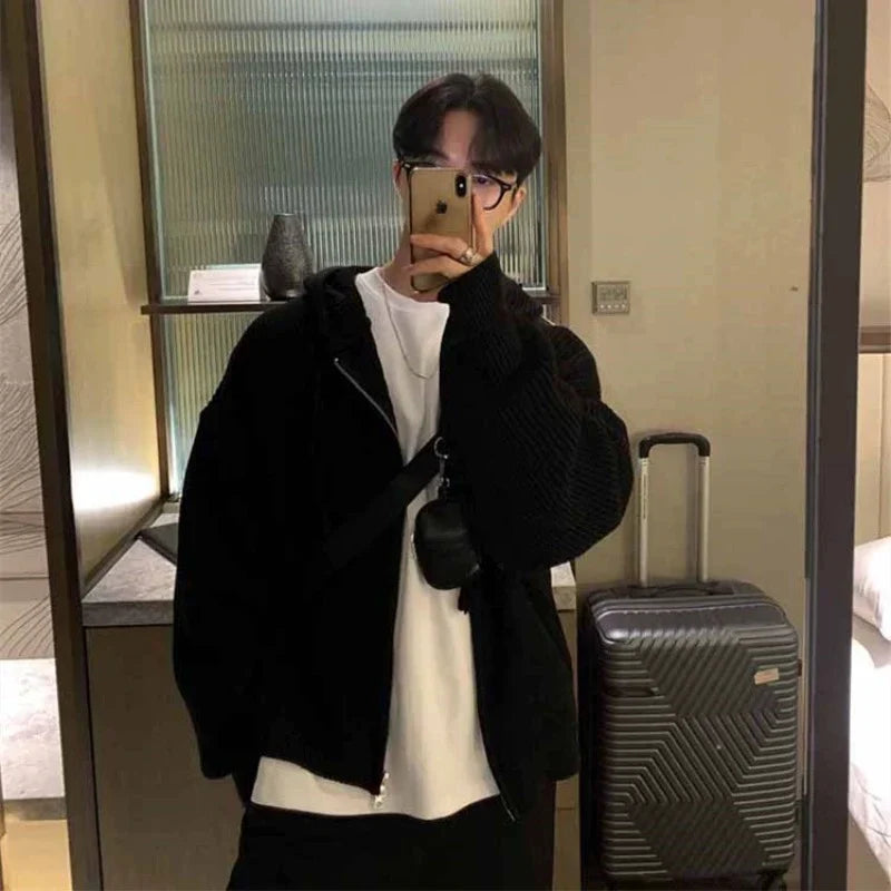 saferido Winter Thick Sweater Cardigan Men Warm Zipper Knitted Coat Men Korean Loose Thickened Cardigan Sweater Mens Jumper Clothes M-2XL