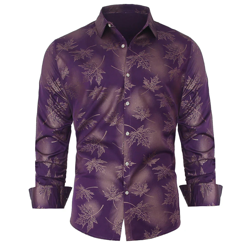 New Social Long Sleeve Maple Leaf Designer Shirts Men Slim Fit Vintage Fashions Men's Shirt Man Dress Jersey Clothing