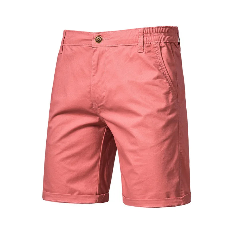 Men Shorts Summer Cotton Middle Waist Male Casual Business Men Shorts Printed Beach Stretch Chino Classic Fit Short Homme
