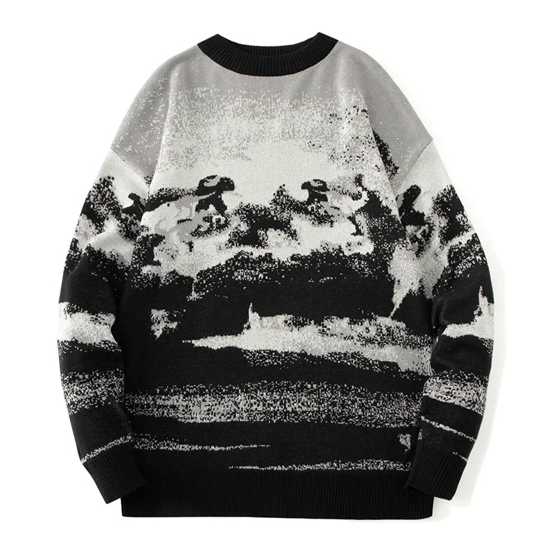 New Autumn Winter Casual Sweater Men Loose Harajuku Style Round Neck Long Sleeve Mens Fashion Pullovers Trendy Sweaters