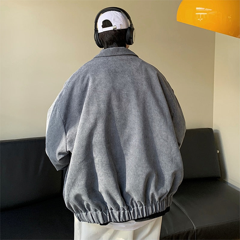 Jackets Men Streetwear Handsome Japanese Corduroy Outwear Solid Large Size BF Loose Classic New Arrival Popular