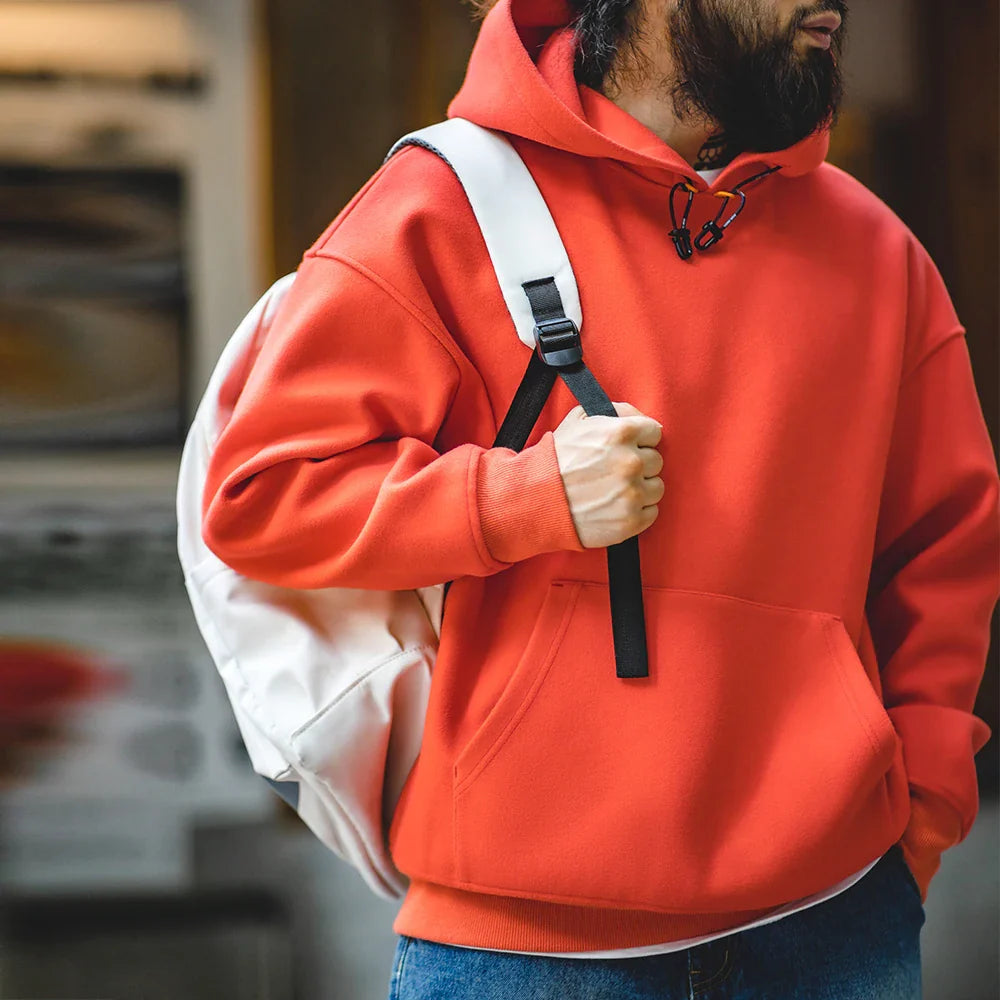 saferido New American Casual Heavy Hoodies Sweatshirt Cleanfit Silhouette Loose Pullover Outdoor Oversize Thermal Tops men's autumn