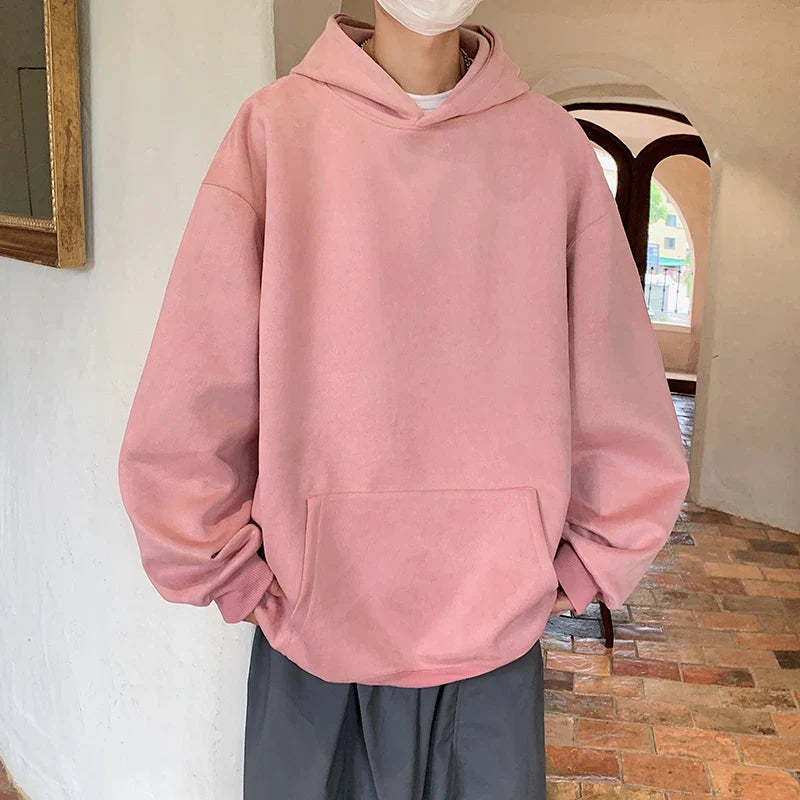saferido Autumn New Solid Hoodie Men Harajuku Fashion Casual Oversized Hoodies Couples Loose Hooded Streetwear Sweatshirt 5XL
