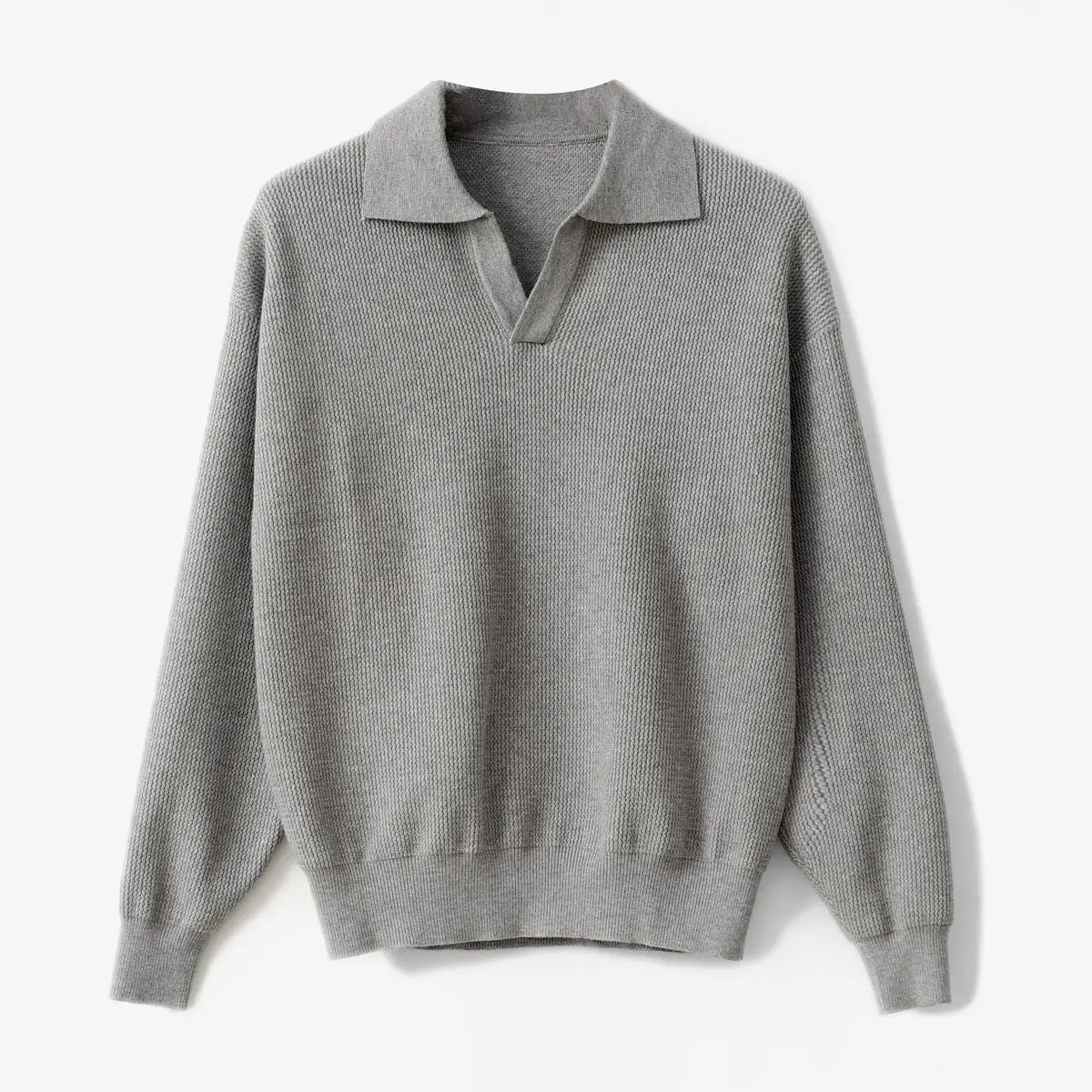 Designed Winter Small V-neck Pullover Knitted Sweater Men Retro Polo Collar Loose High-end Simple Solid Color Vintage Sweater