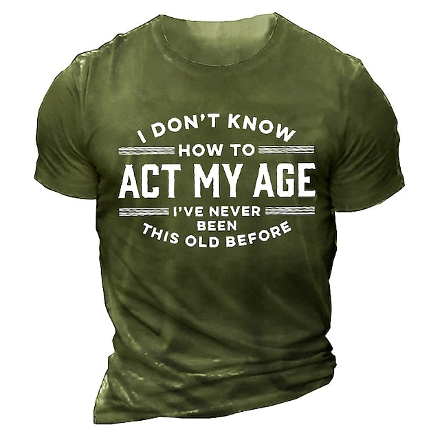 Men's T shirt Tee Graphic Tee Funny T Shirts Slogan T Shirts Retro Shirts Letter Graphic Prints Crew Neck Custom Print Black White Army Green Blue 3D Print Outdoor Street Short Sleeve Print Clothing