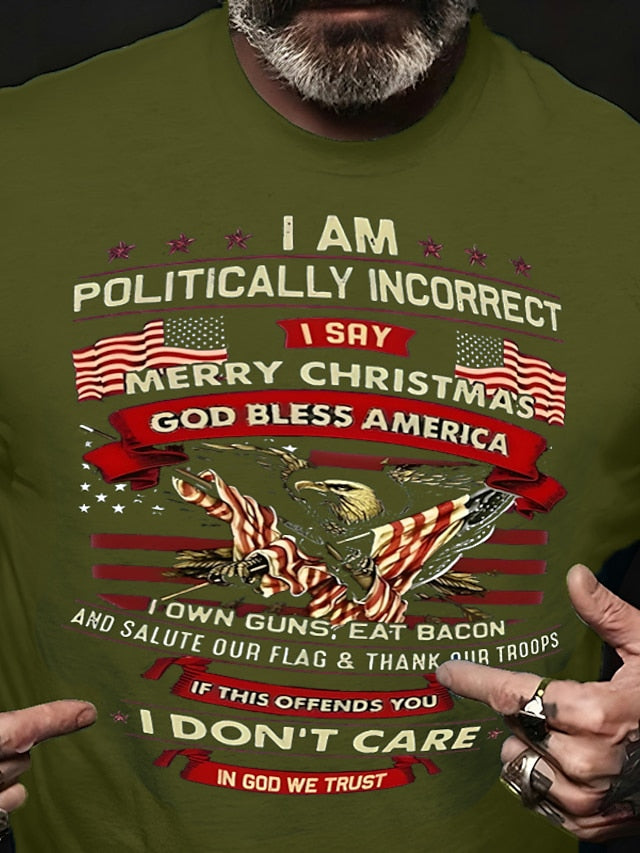 Men's T shirt Tee Graphic Tee Casual Style Classic Style Cool Shirt Graphic Prints Eagle National Flag Crew Neck Hot Stamping Street Vacation Short Sleeves Print Clothing Apparel Fashion Designer