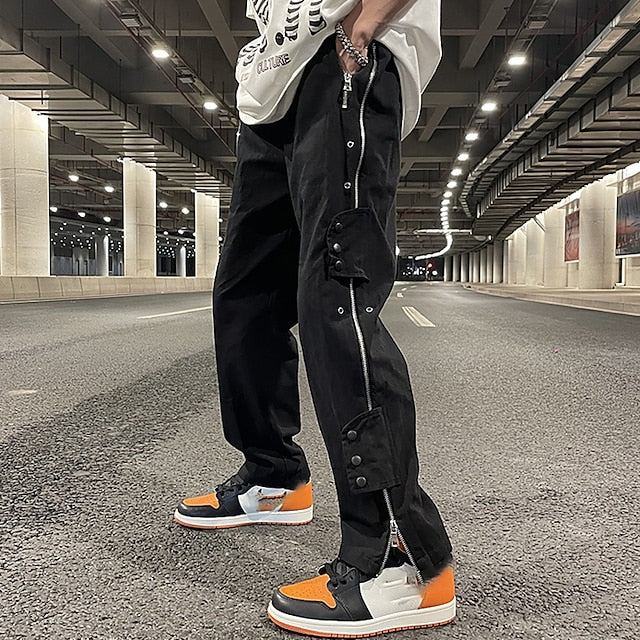Men's Cargo Pants Cargo Trousers Techwear Pocket Plain Comfort Breathable Outdoor Daily Going out 100% Cotton Fashion Casual Black Micro-elastic
