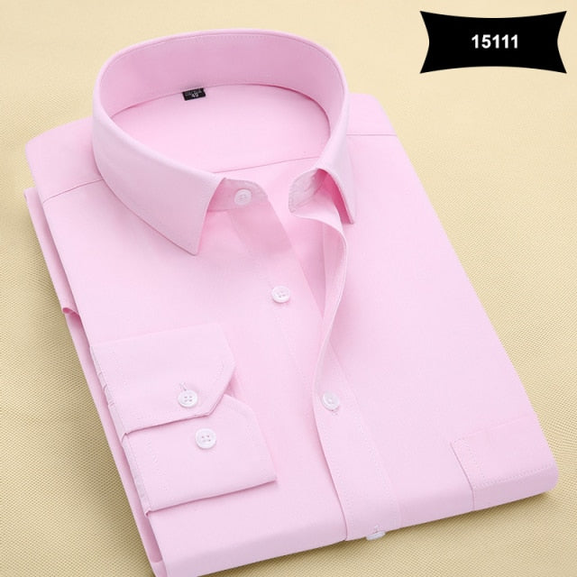 Classic Style Men's Solid Shirts Long Sleeve Men's Casual Shirts Comfortable Breathable Men's Office-wear Clothing