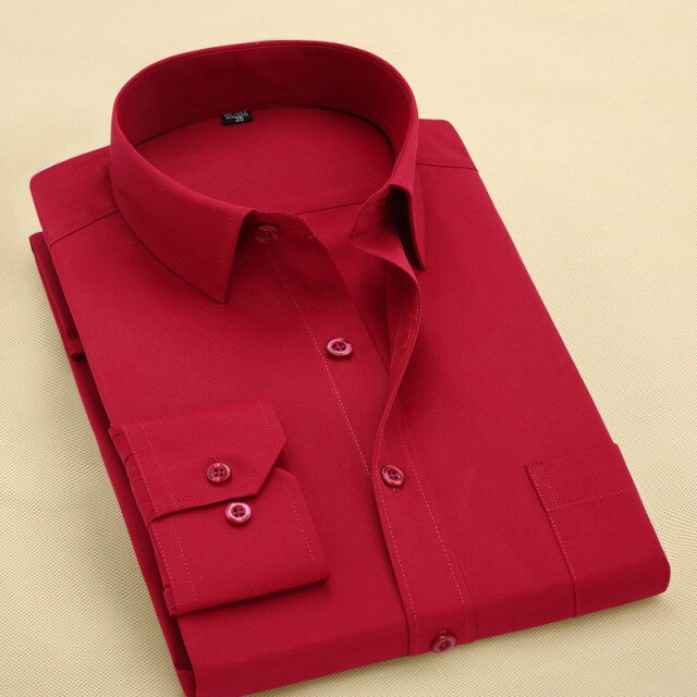 Classic Style Men's Solid Shirts Long Sleeve Men's Casual Shirts Comfortable Breathable Men's Office-wear Clothing