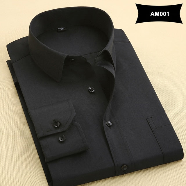 Classic Style Men's Solid Shirts Long Sleeve Men's Casual Shirts Comfortable Breathable Men's Office-wear Clothing