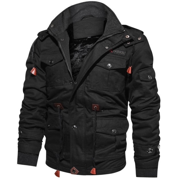 saferido Winter Military Jacket Men Casual Thick Thermal Coat Army Pilot Jackets Air Force Cargo Outwear Fleece Hooded Jacket 4XL Clothes