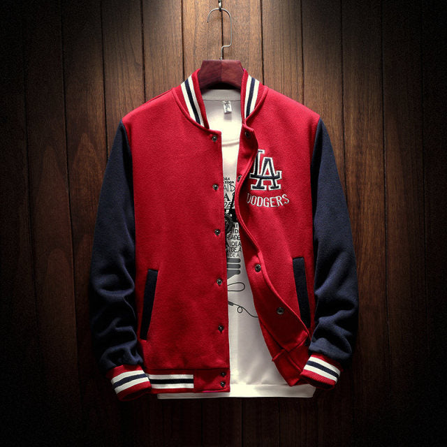 saferido New Arrival Letter Rib Sleeve Cotton Embroidery Logo Single Breasted Casual Bomber Baseball Jacket Loose Cardigan Coat