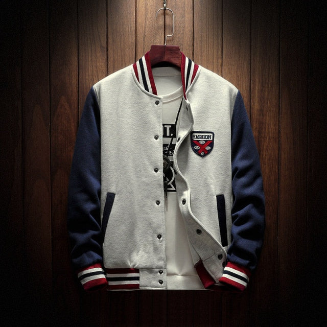 saferido New Arrival Letter Rib Sleeve Cotton Embroidery Logo Single Breasted Casual Bomber Baseball Jacket Loose Cardigan Coat