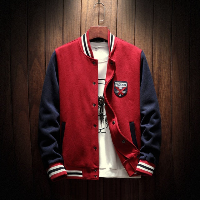 saferido New Arrival Letter Rib Sleeve Cotton Embroidery Logo Single Breasted Casual Bomber Baseball Jacket Loose Cardigan Coat