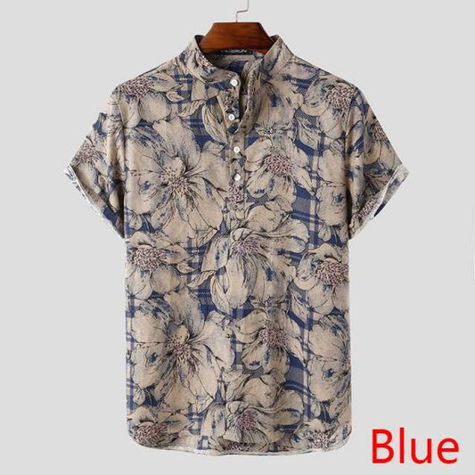 saferido       Mens Printed Camisa Masculina Summer Hawaiian Blouse Men Vintage Shirts Short Sleeve Lapel Camisa Casual Buttons Blusas