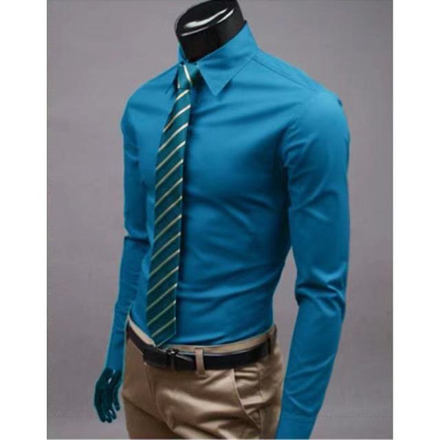 Men's Slim Fit Long Sleeve Shirt Male Leisure Shirt Social Business Dress Shirt Brand 17 color Clothing Comfortable Shirts