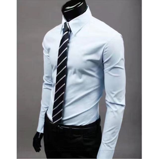 Men's Slim Fit Long Sleeve Shirt Male Leisure Shirt Social Business Dress Shirt Brand 17 color Clothing Comfortable Shirts