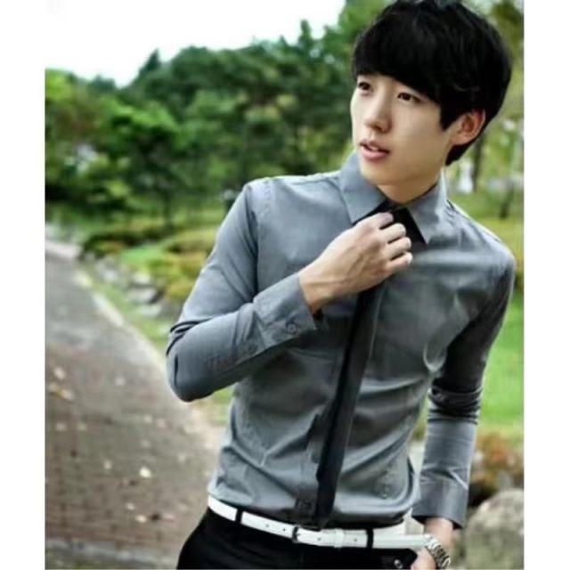 Men's Slim Fit Long Sleeve Shirt Male Leisure Shirt Social Business Dress Shirt Brand 17 color Clothing Comfortable Shirts