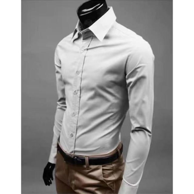 Men's Slim Fit Long Sleeve Shirt Male Leisure Shirt Social Business Dress Shirt Brand 17 color Clothing Comfortable Shirts