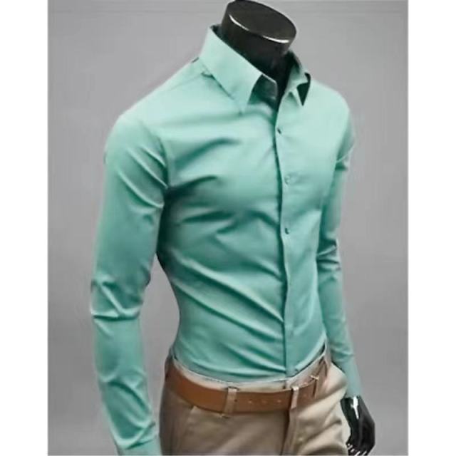 Men's Slim Fit Long Sleeve Shirt Male Leisure Shirt Social Business Dress Shirt Brand 17 color Clothing Comfortable Shirts