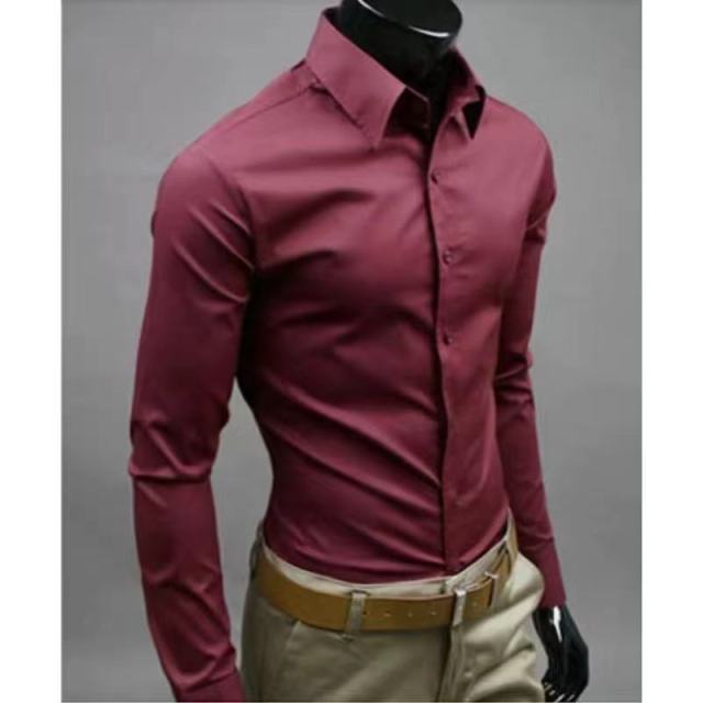 Men's Slim Fit Long Sleeve Shirt Male Leisure Shirt Social Business Dress Shirt Brand 17 color Clothing Comfortable Shirts