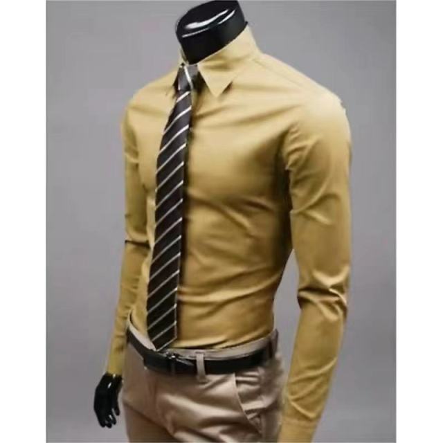 Men's Slim Fit Long Sleeve Shirt Male Leisure Shirt Social Business Dress Shirt Brand 17 color Clothing Comfortable Shirts