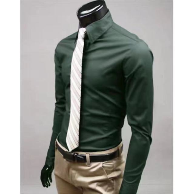 Men's Slim Fit Long Sleeve Shirt Male Leisure Shirt Social Business Dress Shirt Brand 17 color Clothing Comfortable Shirts